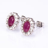 Set din Aliaj Placat cu Aur ( 9.1 grame ) cu Rubin și Cristal Alb Emporia® 4.08 Carate ( Colier+Cercei+Inel+Pandantiv )