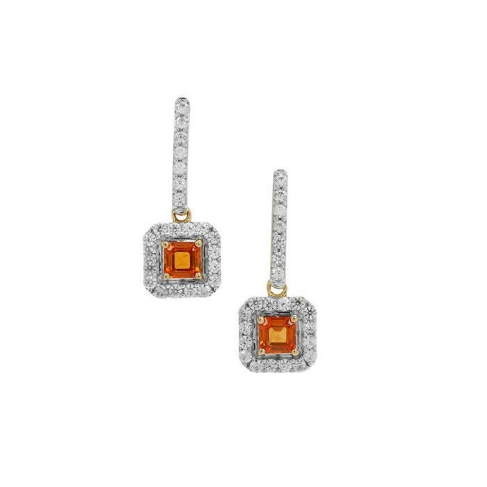 Cercei din Aur de 9K ( 2.5 grame ) cu Safir Roz și Zircon Alb 1.9 Carate