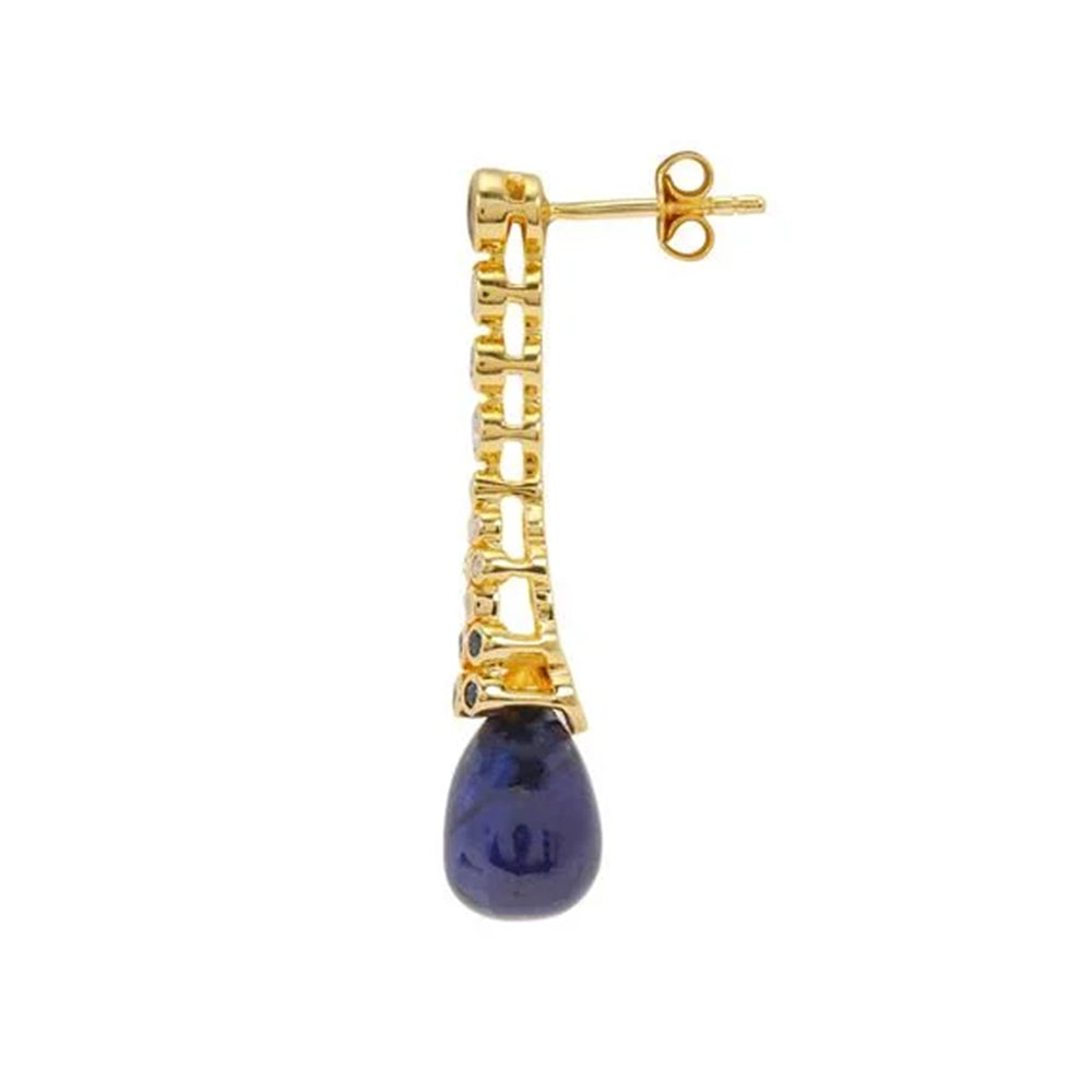 Cercei din Argint 925 Placat cu Aur ( 3.41 grame ) cu Safir Thailandez și Tanzanit 16.05 Carate
