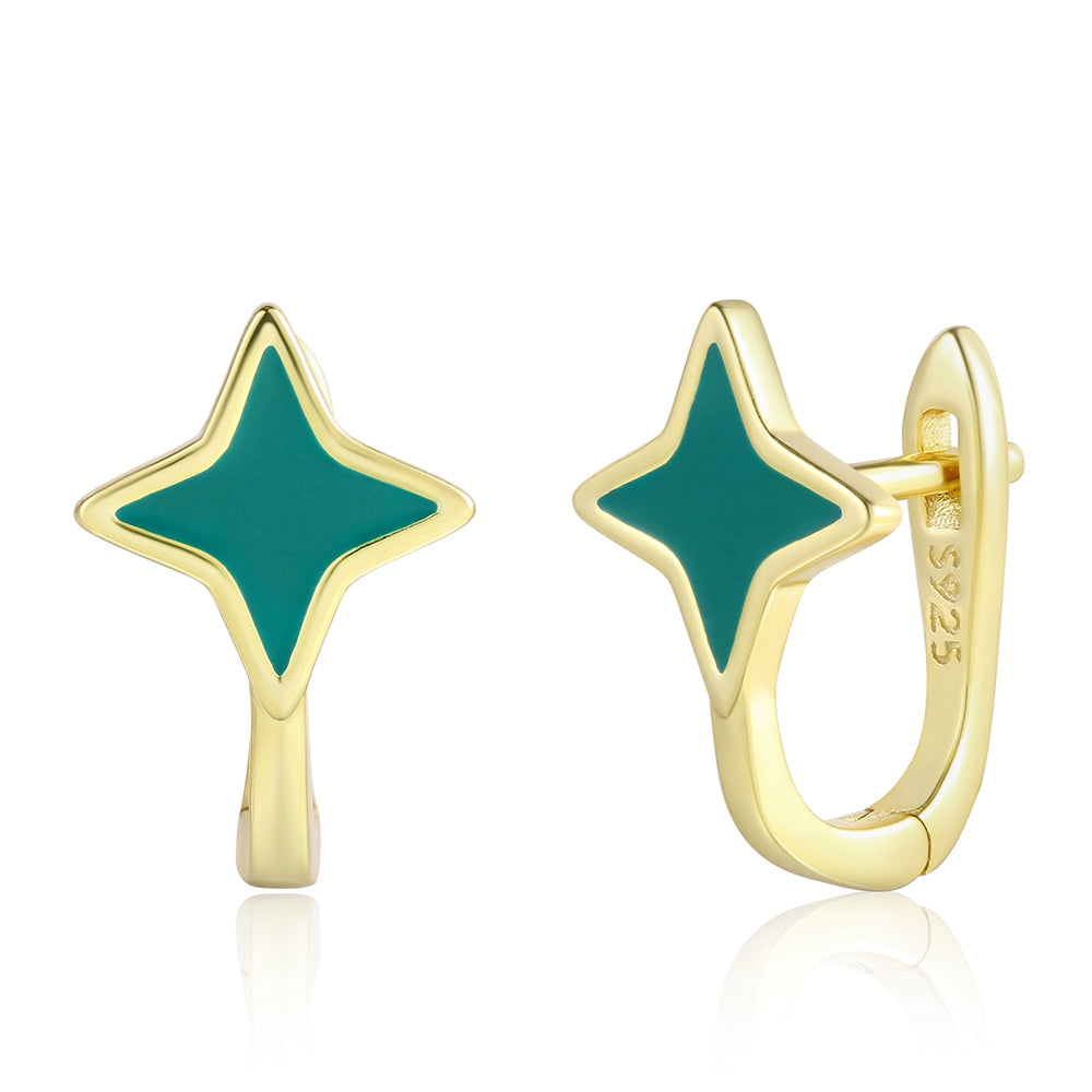 Cercei din Aliaj Placat cu Aur ( 10 grame ) cu Cristal Verde Emporia®