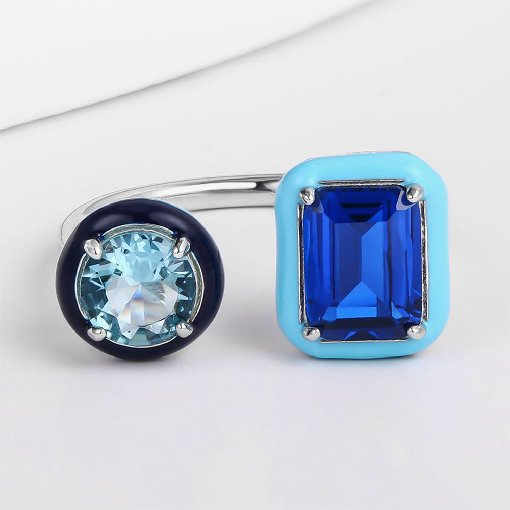 Inel din Aliaj Placat cu Aur ( 10 grame ) cu Cristal Albastru Emporia®