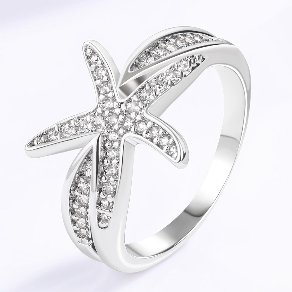 Inel din Aliaj Placat cu Aur ( 10 grame ) cu Cristal Alb Emporia®