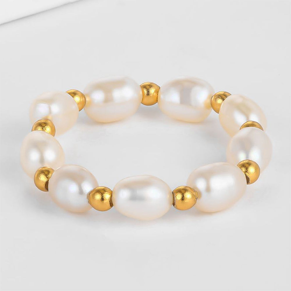 Inel din Aliaj Placat cu Aur ( 10 grame ) cu Perlă de cristal