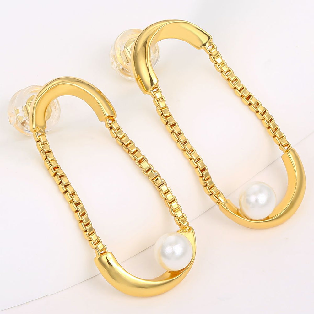 Cercei din Aliaj Placat cu Aur ( 10 grame ) cu Perlă de cristal