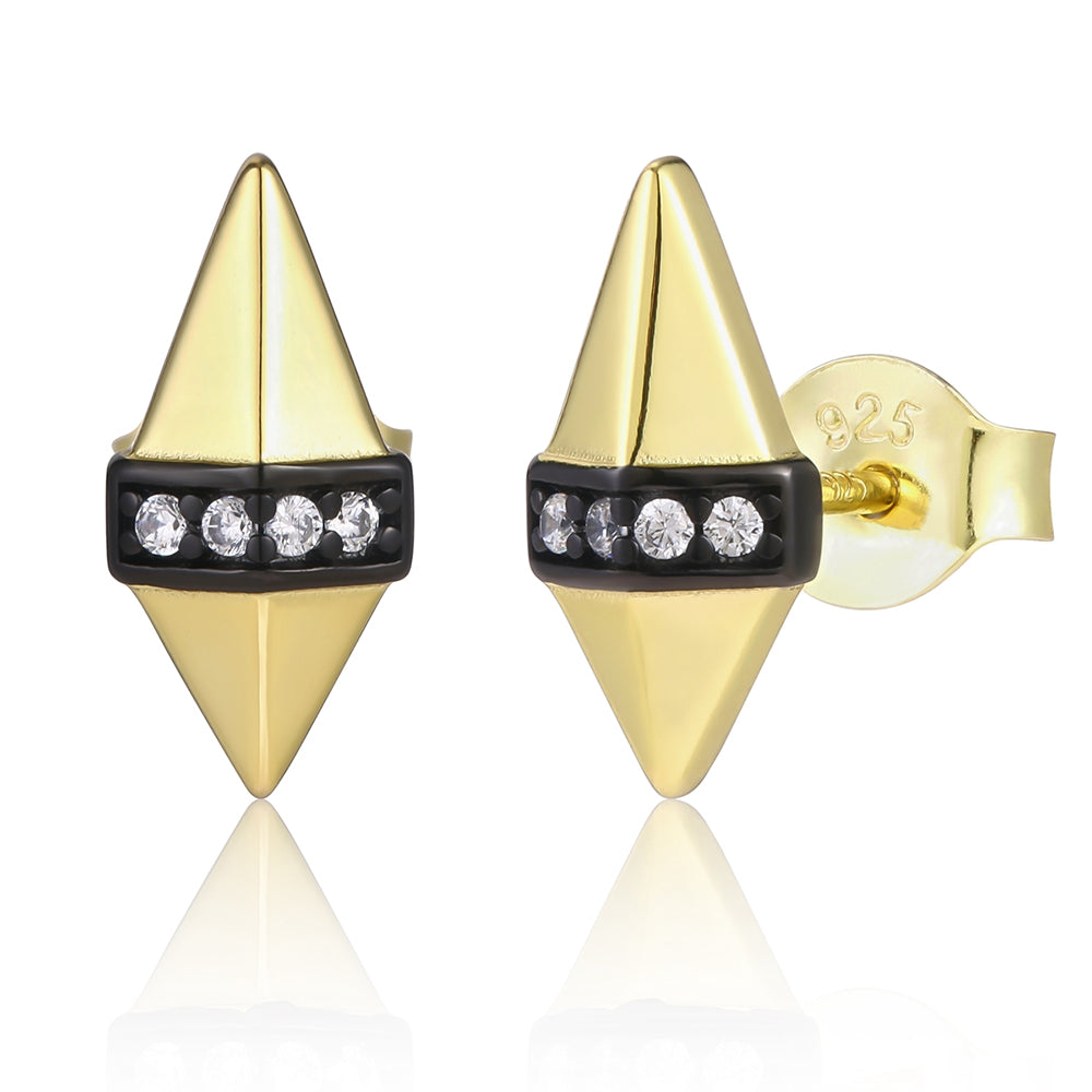 Cercei din Aliaj Placat cu Aur ( 10 grame ) cu Cristal Alb Emporia® și Email