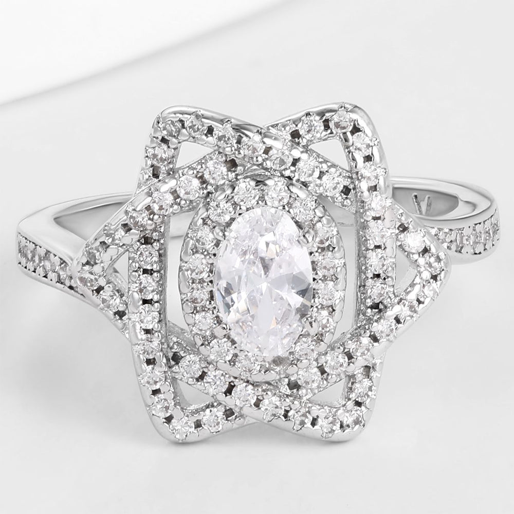 Inel din Aliaj Placat cu Aur ( 10 grame ) cu Cristal Alb Emporia®