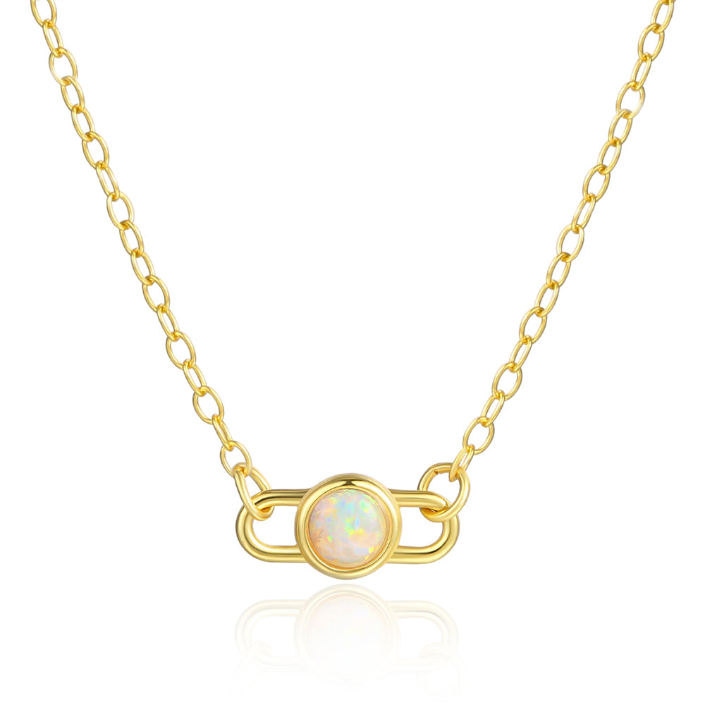 Colier din Aliaj Placat cu Aur ( 10 grame ) cu Cristal Alb Emporia®