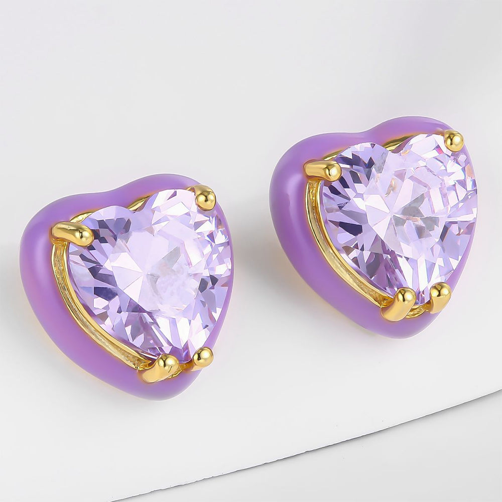 Cercei din Aliaj Placat cu Aur ( 10 grame ) cu Cristal Violet Emporia®