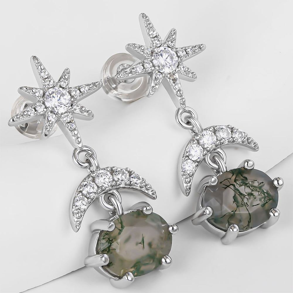 Cercei din Aliaj Placat cu Aur ( 10 grame ) cu Cristal Verde Emporia® și Cristal Alb Emporia®