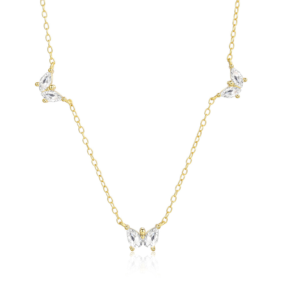 Colier din Aliaj Placat cu Aur ( 10 grame ) cu Cristal Alb Emporia®