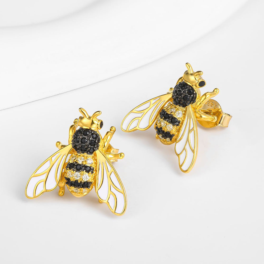 Cercei din Aliaj Placat cu Aur ( 10 grame ) cu Cristal Alb Emporia® și Cristal Negru Emporia®