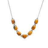 Colier din Argint 925 ( 3.9 grame ) cu Jasp Bumble Bee și Zircon Alb Natural 5.19 Carate