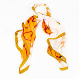 Eșarfă „Îmbrățișare florală”, 85 x 180 cm, portocalie, 100% mătase vegană