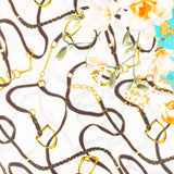 Eșarfă „Îmbrățișare florală”, 85 x 180 cm, bleu deschis, 100% mătase vegană