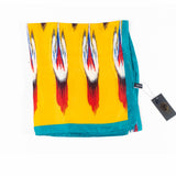 Eșarfă „Prisma Păunului”, 85 x 180 cm, portocalie, 100% mătase vegană