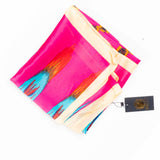 Eșarfă „Prisma Păunului”, 85 x 180 cm, roz, 100% mătase vegană