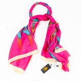 Eșarfă „Prisma Păunului”, 85 x 180 cm, roz, 100% mătase vegană