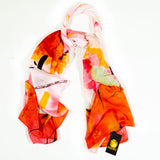 Eșarfă „Lotus Nocturn”, 85 x 180 cm, portocalie, 100% mătase vegană