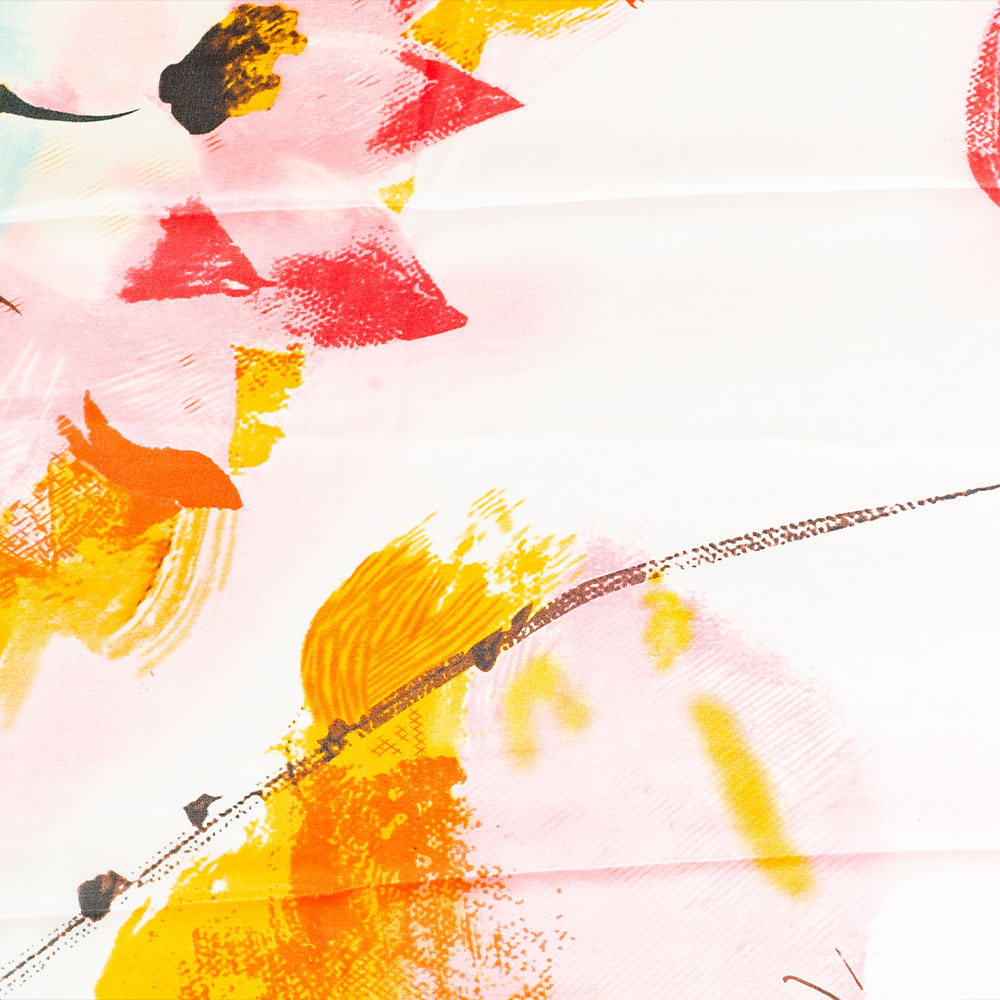 Eșarfă „Lotus Nocturn”, 85 x 180 cm, portocalie, 100% mătase vegană