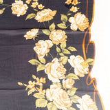 Eșarfă „Pânză & Flori”, 85 x 180 cm, negru, 100% mătase vegană