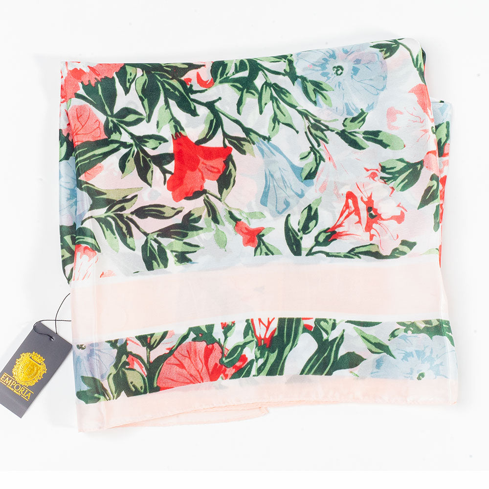 Eșarfă „Briza Orhideelor”, 85 x 180 cm, albă, 100% mătase vegană