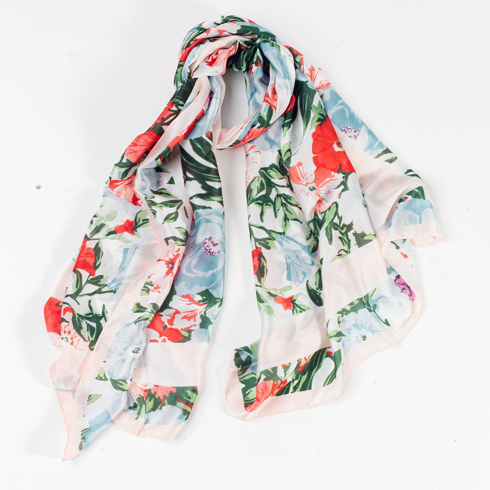 Eșarfă „Briza Orhideelor”, 85 x 180 cm, albă, 100% mătase vegană