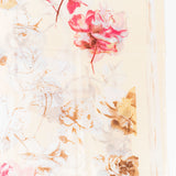 Eșarfă „Flori & Litere”, 85 x 180 cm, albă, 100% mătase vegană