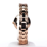 Ceas de damă Excellanc roz-auriu cu brățară metalică și cadran negru