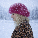 Căciulă de iarnă din blană artificială, roz – mărime universală.