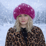 Căciulă de iarnă din blană artificială, roz – mărime universală.