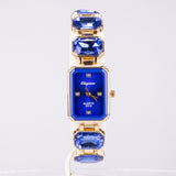 Ceas din Aliaj Placat cu Aur ( 200 grame ) cu Cristal Albastru Emporia®
