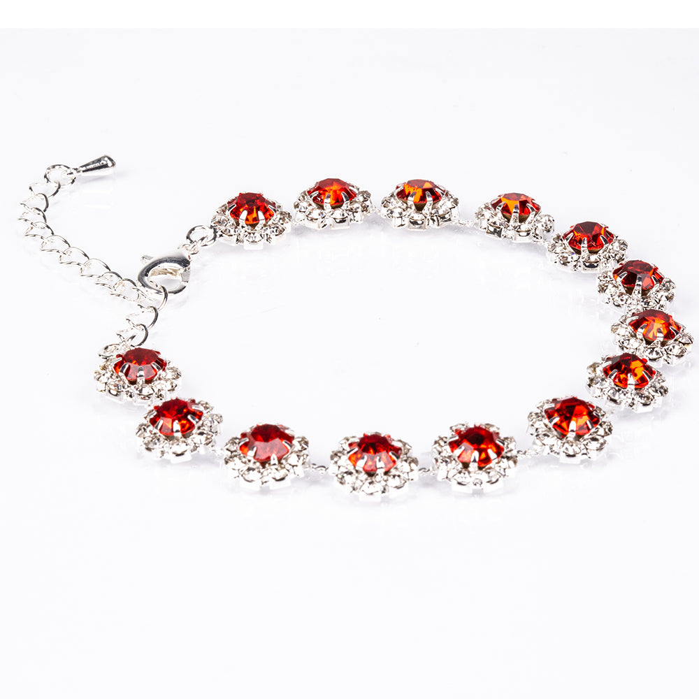 Geantă din Aliaj Placat cu Aur ( 225 grame ) cu Cristal Roșu Emporia® și Cristal Alb Emporia® ( Colier+Cercei+Brățară+Inel )