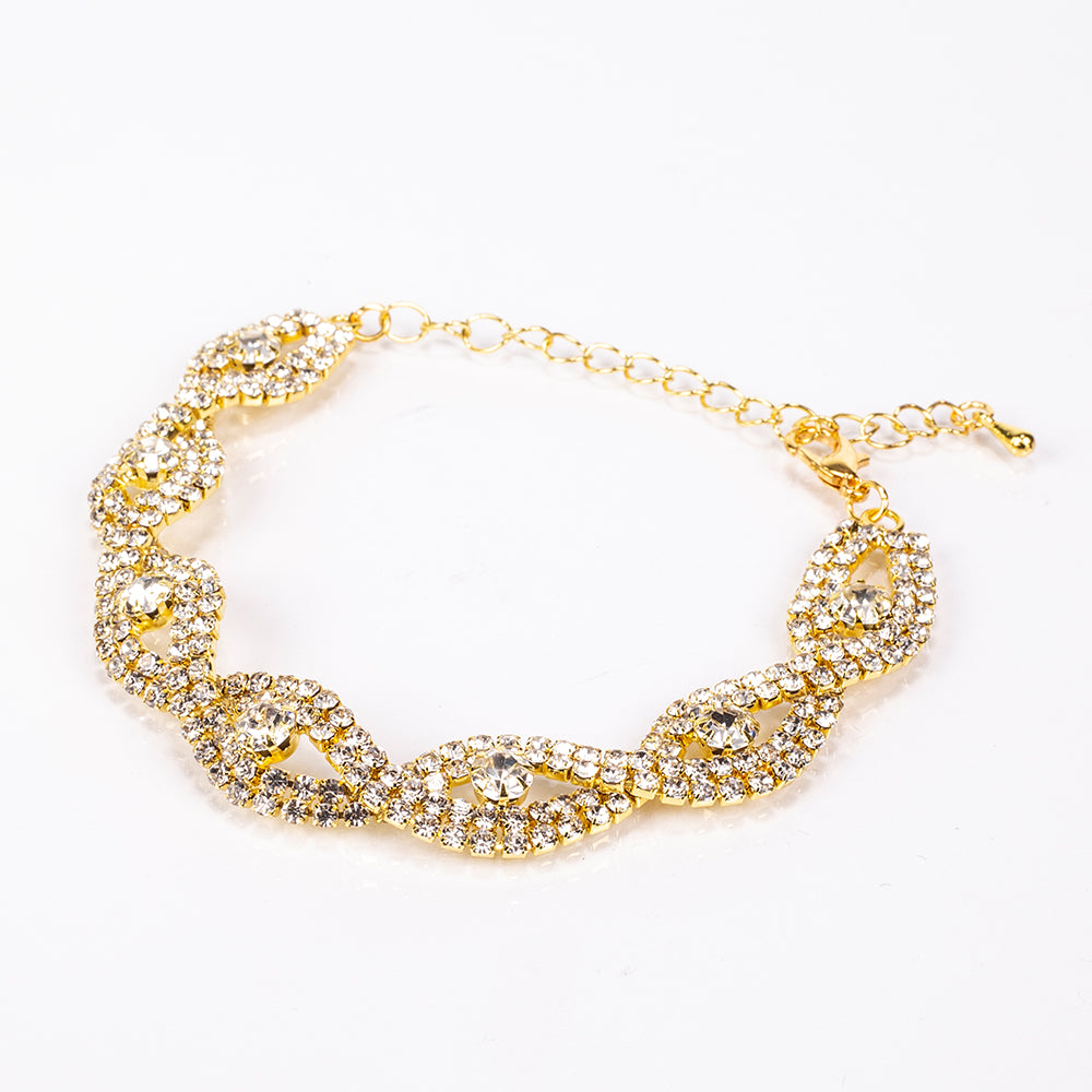 Geantă din Aliaj Placat cu Aur ( 198 grame ) cu Cristal Alb Emporia® ( Colier+Cercei+Brățară+Inel )