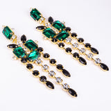Set din Aliaj Placat cu Aur ( 100 grame ) cu Cristal Verde Emporia® și Cristal Alb Emporia® ( Colier+Cercei )