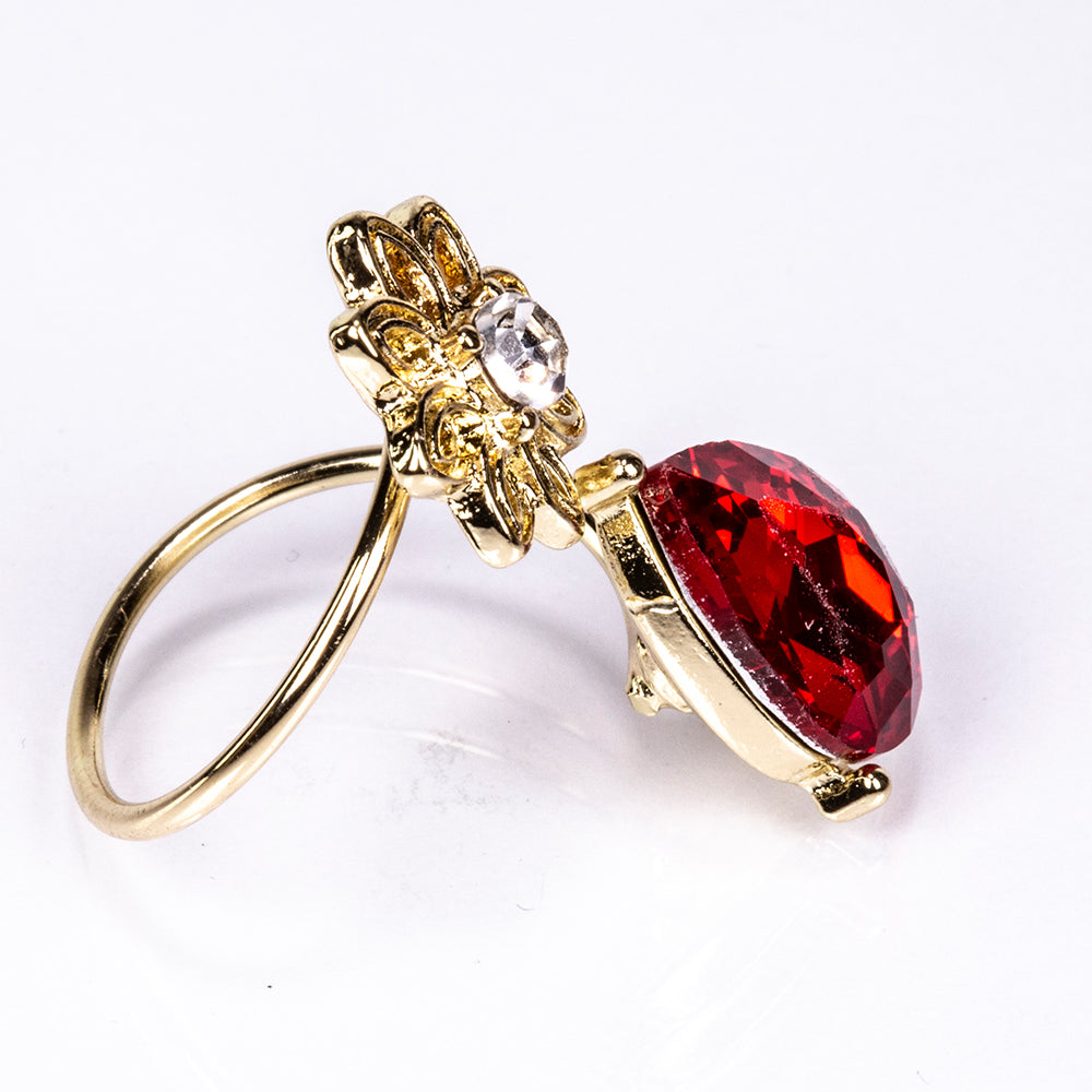 Set din Aliaj Placat cu Aur ( 90 grame ) cu Cristal Roșu Emporia® și Cristal Alb Emporia® ( Colier+Cercei )