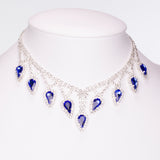 Set din Aliaj Placat cu Aur ( 44 grame ) cu Cristal Albastru Emporia® și Cristal Alb Emporia® ( Colier+Cercei )