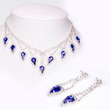 Set din Aliaj Placat cu Aur ( 44 grame ) cu Cristal Albastru Emporia® și Cristal Alb Emporia® ( Colier+Cercei )