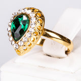 Set din Aliaj Placat cu Aur ( 13 grame ) cu Cristal Verde Emporia® și Cristal Alb Emporia® ( Colier+Cercei+Brățară+Inel+Pandantiv )