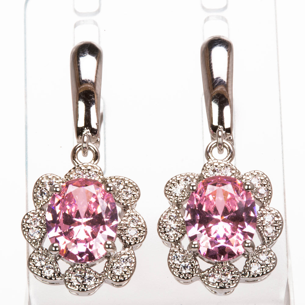 Set din Aliaj Placat cu Aur Alb cu Cristal Roz Emporia® și Cristal Alb Emporia®