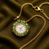 Colier din Aliaj Placat cu Aur ( 0.98 grame ) cu Smarald și Cristal Alb Emporia® 4.9 Carate ( Colier+Pandantiv )