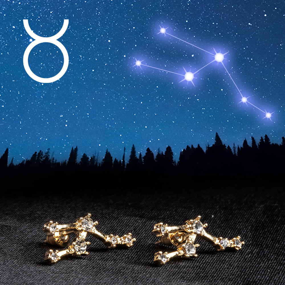 Taur Cercei din Aliaj Placat cu Aur ( 29 grame ) cu Cristal Alb Emporia®