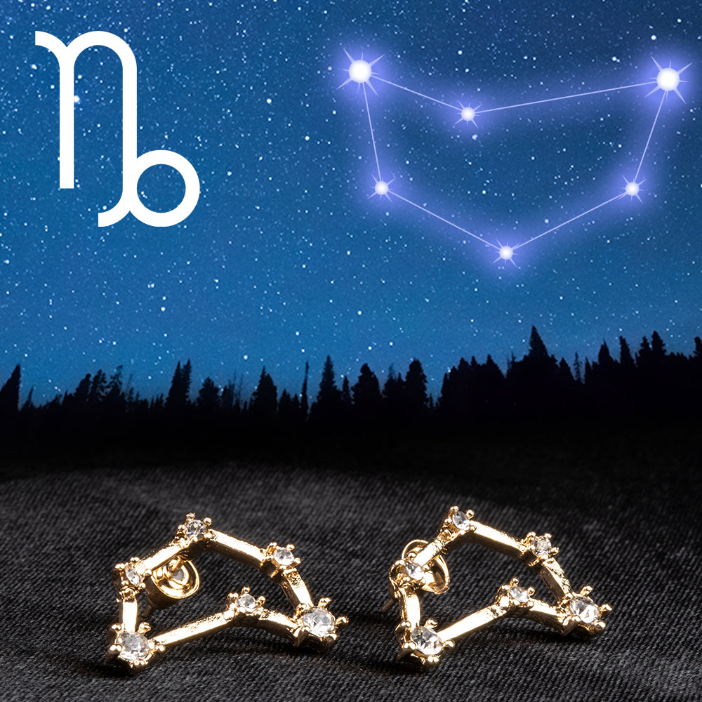 Capricorn Cercei din Aliaj Placat cu Aur ( 29 grame ) cu Cristal Alb Emporia®