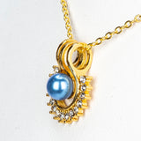 Set din Aliaj Placat cu Aur ( 10 grame ) cu Perlă de Apă Dulce Albă și Cristal Alb Emporia® 3.41 Carate ( Colier+Cercei+Pandantiv )