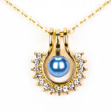 Set din Aliaj Placat cu Aur ( 10 grame ) cu Perlă de Apă Dulce Albă și Cristal Alb Emporia® 3.41 Carate ( Colier+Cercei+Pandantiv )