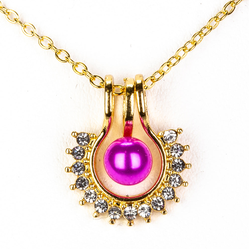 Set din Aliaj Placat cu Aur ( 10 grame ) cu Perlă de Apă Dulce Albă și Cristal Alb Emporia® 3.41 Carate ( Colier+Cercei+Pandantiv )