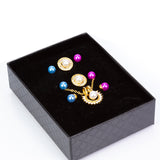 Set din Aliaj Placat cu Aur ( 10 grame ) cu Perlă de Apă Dulce Albă și Cristal Alb Emporia® 3.41 Carate ( Colier+Cercei+Pandantiv )