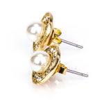 Set din Aliaj Placat cu Aur ( 10 grame ) cu Perlă de Apă Dulce Albă și Cristal Alb Emporia® 3.41 Carate ( Colier+Cercei+Pandantiv )