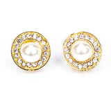 Set din Aliaj Placat cu Aur ( 10 grame ) cu Perlă de Apă Dulce Albă și Cristal Alb Emporia® 3.41 Carate ( Colier+Cercei+Pandantiv )