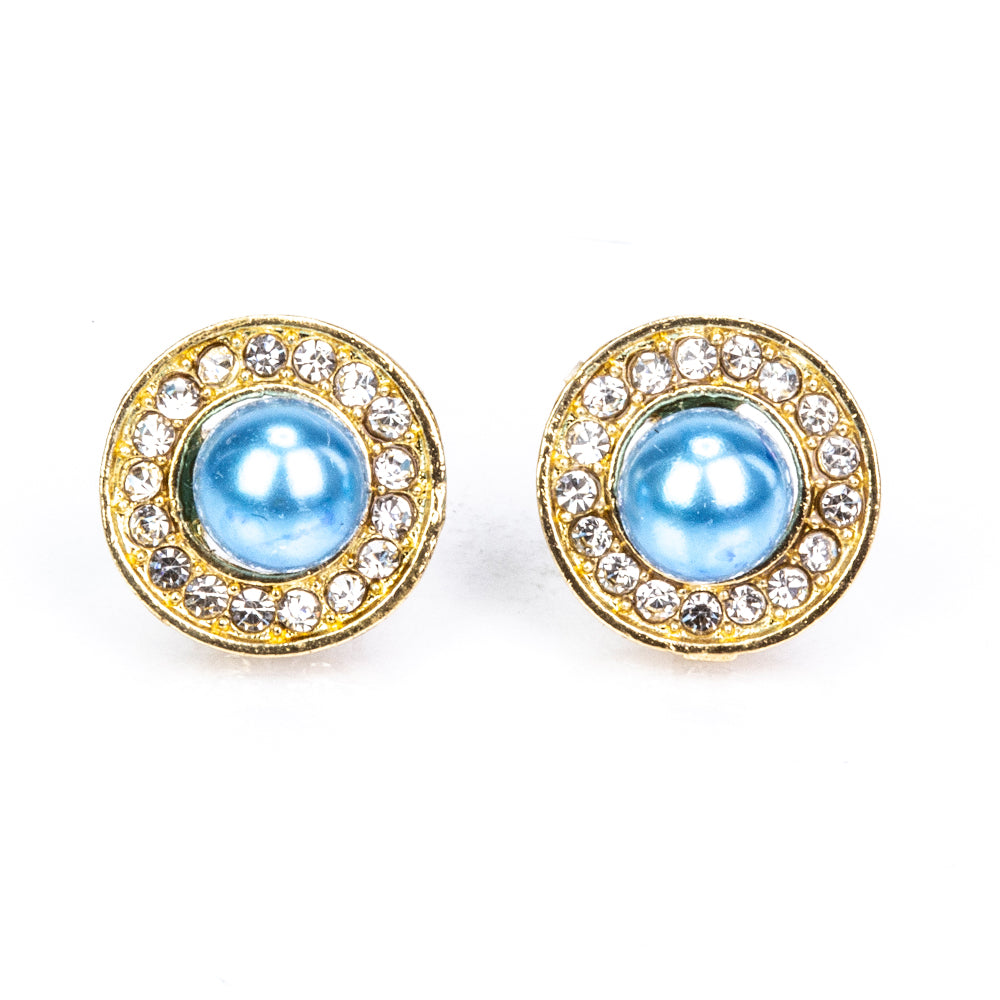 Set din Aliaj Placat cu Aur ( 10 grame ) cu Perlă de Apă Dulce Albă și Cristal Alb Emporia® 3.41 Carate ( Colier+Cercei+Pandantiv )