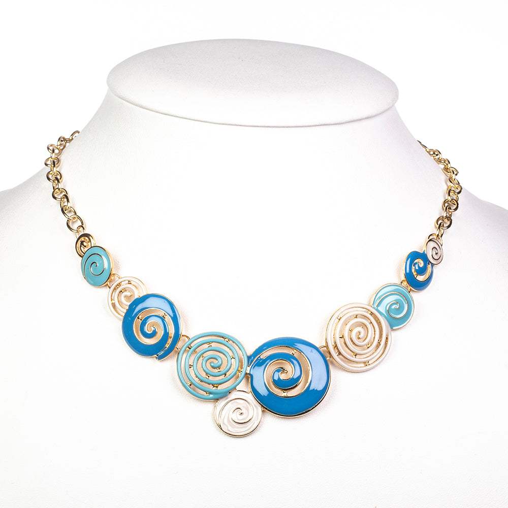 Set din Aliaj Placat cu Aur ( 35.29 grame ) cu Email ( Colier+Cercei )
